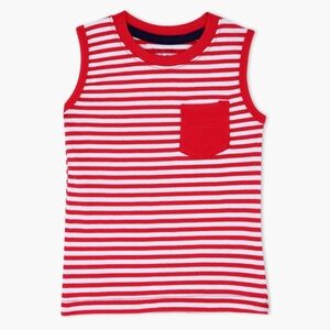 rebel Red & White Striped Tank Top with Pocket